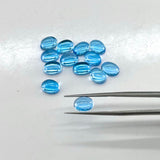 Natural Swiss Blue Topaz Oval Cabochons – 6x8mm AAA+ Loose Gemstones for Jewelry