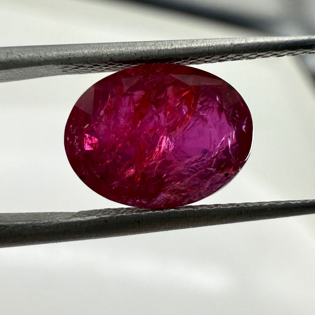 Natural No-Heat Ruby Oval 4.06 Carats | 8x10.4mm Deep Red Gemstone | AAA+ Certified Loose Ruby for Custom Jewelry