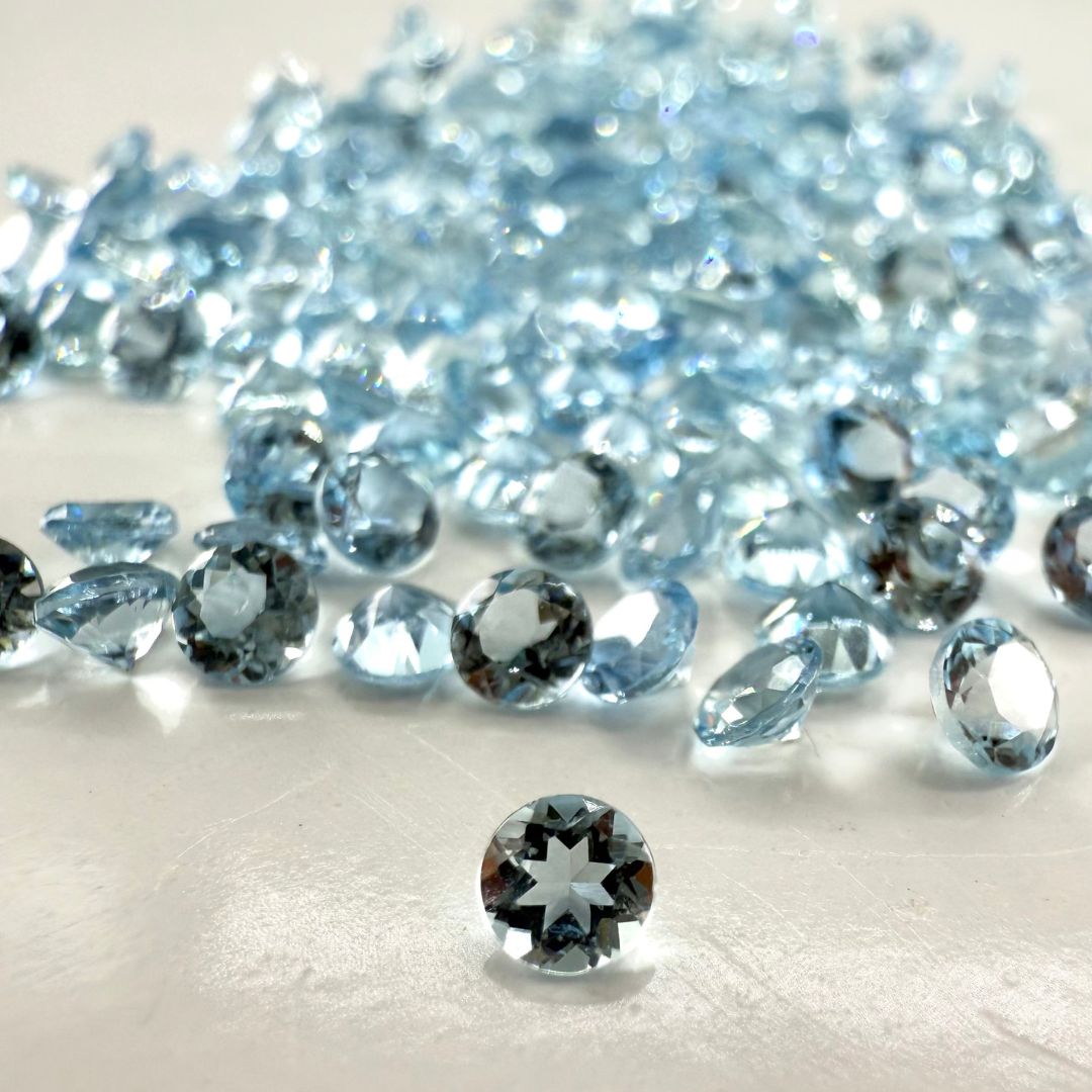 Natural Aquamarine 3mm Round Faceted Gemstone | AAA+ Quality Loose Stones for Jewelry