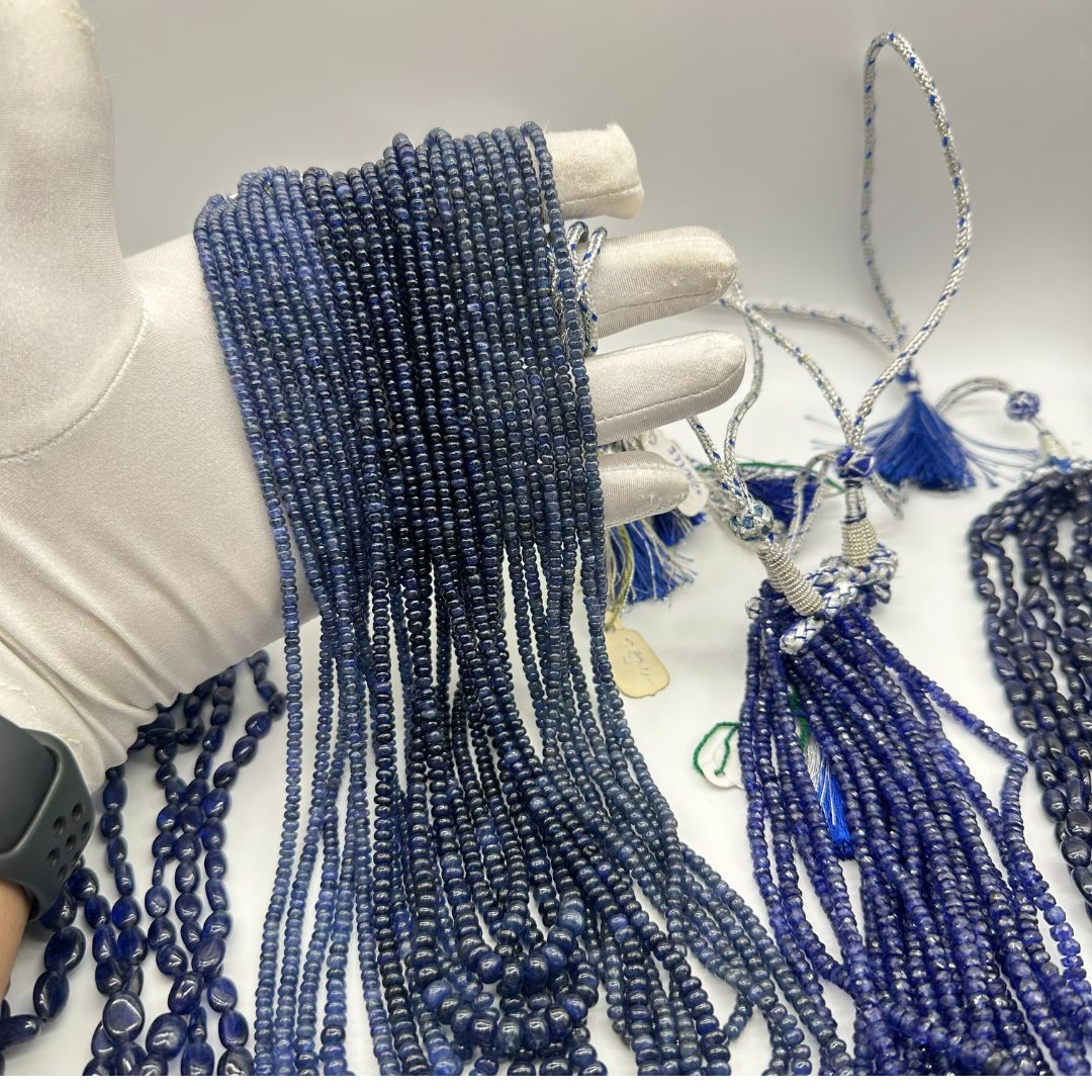 3-6mm Smooth Rondelle Blue Sapphire Beads – 1225 Cts – Natural AAA+ Gemstones – 13 Lines for Fine Jewelry Design