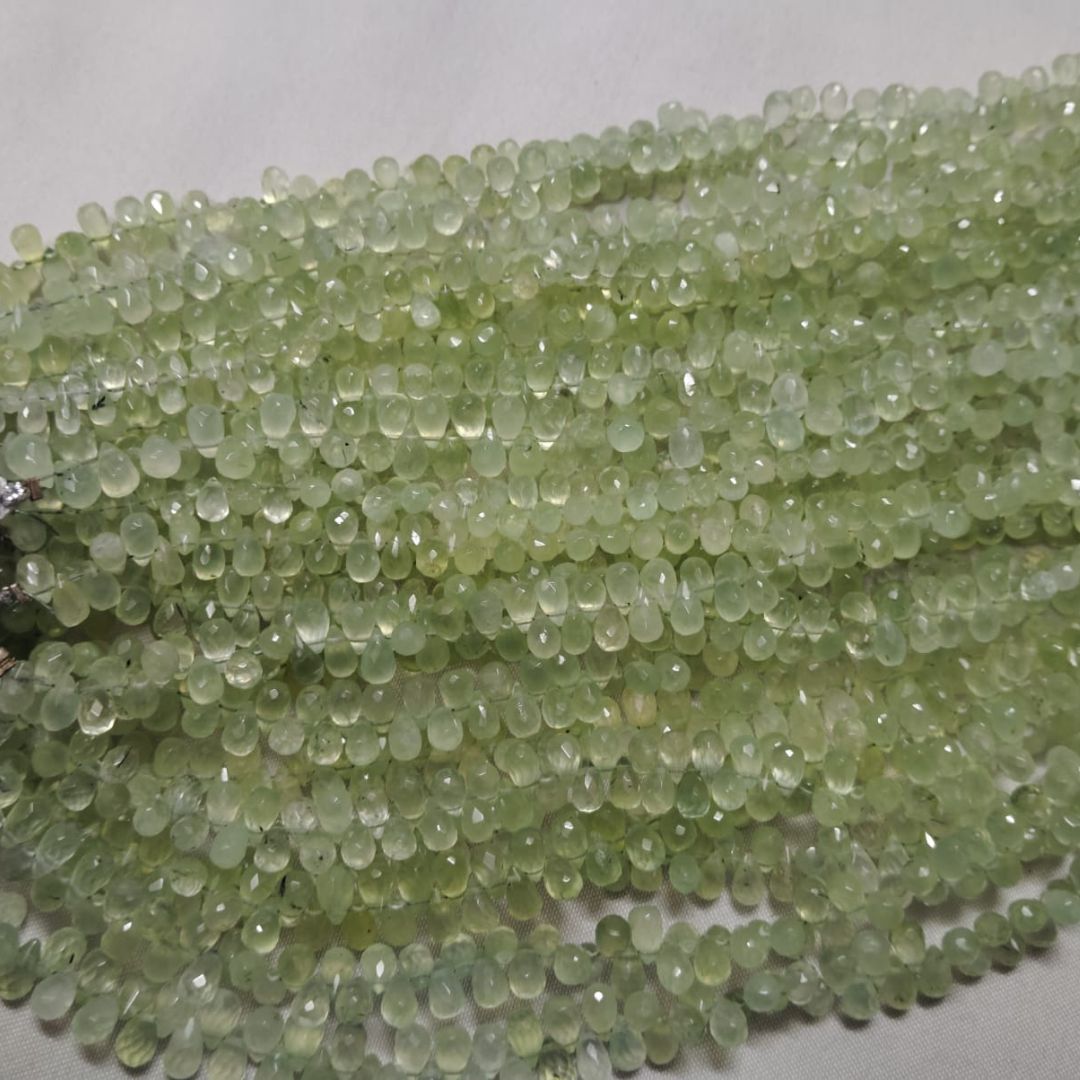 Natural Prehnite Faceted Drops 4x6mm to 7x9mm | AAA+ Gemstones for Jewelry Making