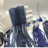 3-6mm Smooth Rondelle Blue Sapphire Beads – 1225 Cts – Natural AAA+ Gemstones – 13 Lines for Fine Jewelry Design