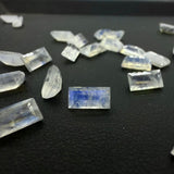 8x4mm Rainbow Moonstone Baguette Cut – AAA+ Natural Gemstone for Jewelry Making | Shimmering Blue Flash