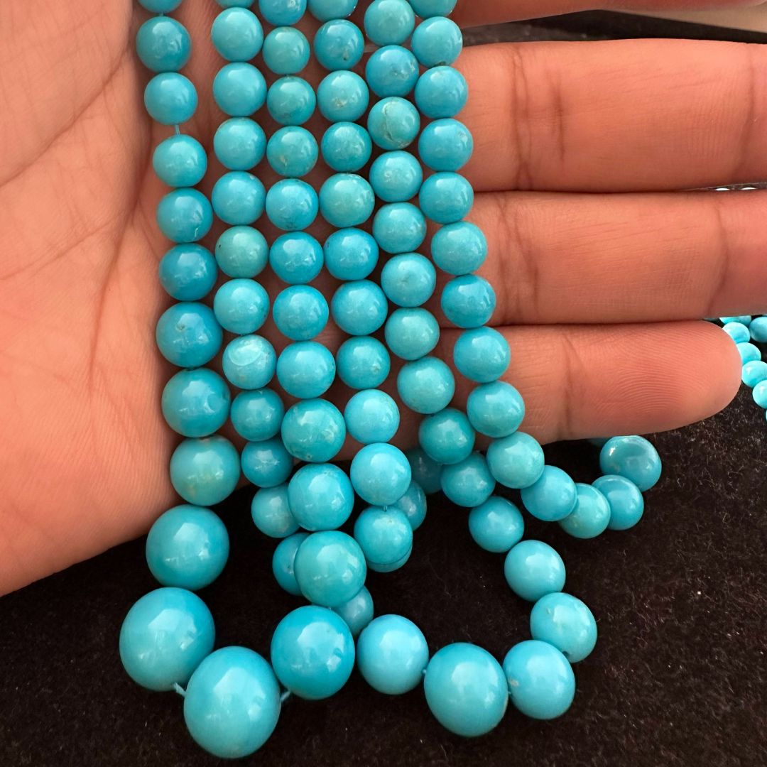 Natural Turquoise Smooth Round Beads – 4mm to 10mm – High Quality Gemstones for Jewelry Making