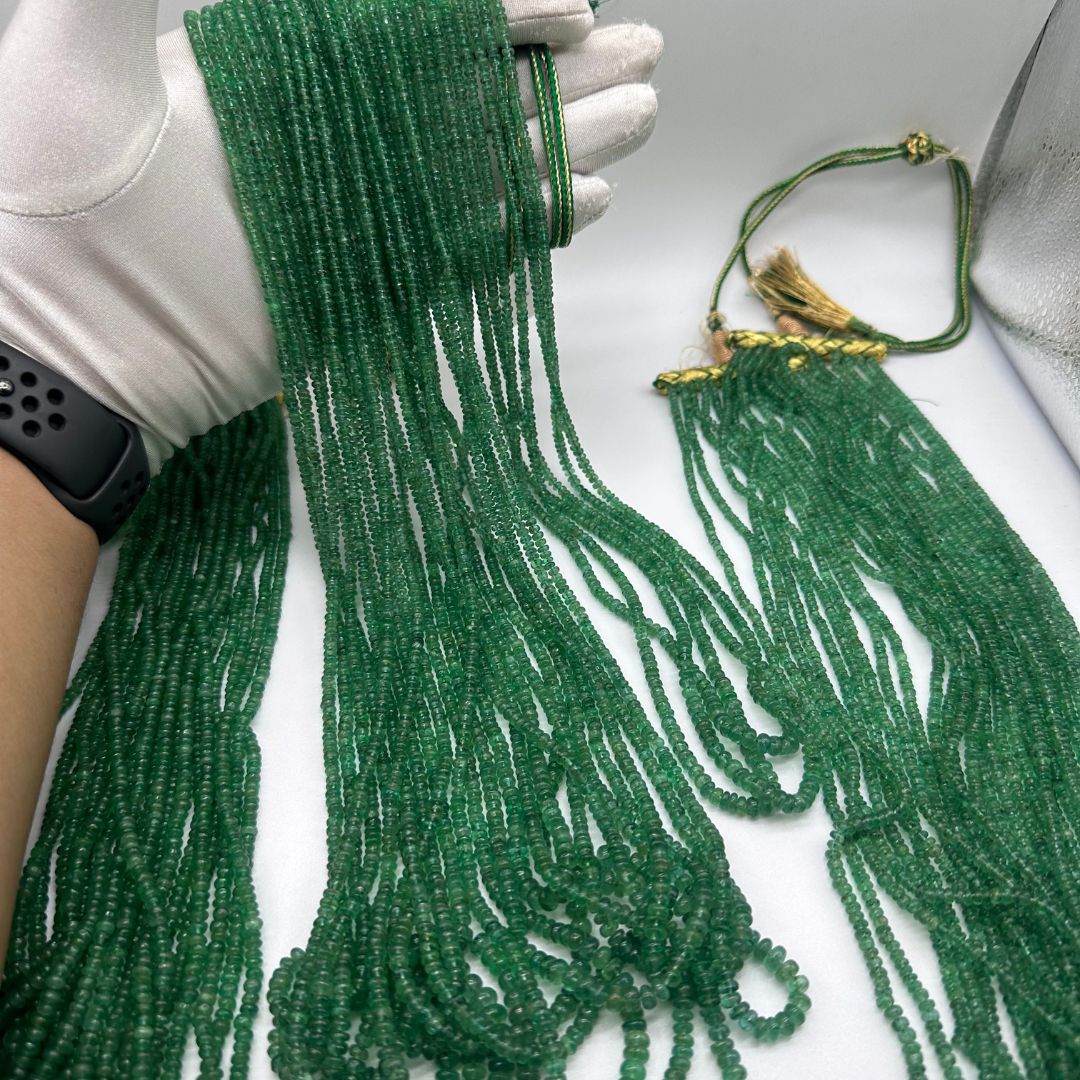 Natural Emerald 3mm to 5mm Smooth Rondelle Beads – AAA+ Quality 2625 Cts for Fine Jewelry Making